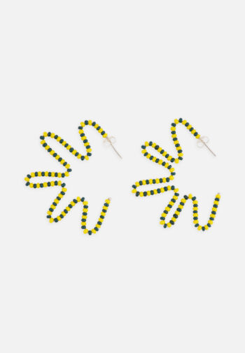 FOLKDAYS x SABINNA Floral Glass Bead Earrings - Yellow-Teal